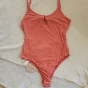 Wild Honey Pink Coral One Piece Bodysuit Medium NWT
